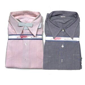 Lot of 2 VTG D. Johnson San Antonio Texas Custom Button Dress Shirt Mens 2XLT